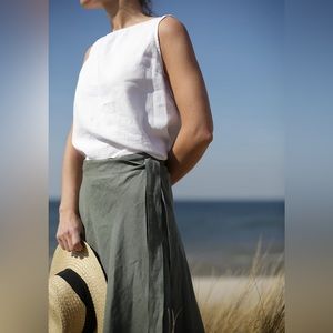 A-line wrap linen skirt